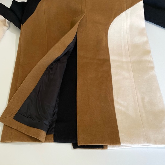 Anthropologie Avec Les Filles Wavy Colorblock Coat Calico Black Tan Cream XXS - Picture 14 of 16